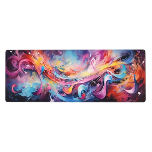 Farbe Mousepad 1000x500x3mm Mauspad XXL Abstract mit Genähten Kanten, Wasserdicht rutschfeste Gummibasis Verbessert Präzision und Geschwindigkei, Groß Gaming Mousepad für Home Office PC Laptop von Xeoyenle