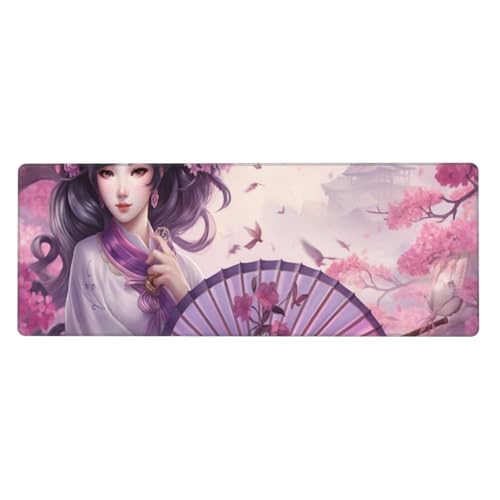 Frau Mousepad XXL 700x300x3mm Groß Gaming Mauspad flower Mouse Pad mit Genähten Kanten,Wasserdicht Rutschfeste Gummibasis Verbessert Präzision und Geschwindigkei,Einfach Zu Reinigen Office PC Lapto von Xeoyenle