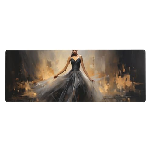 Frau Mousepad XXL 800x400x3mm Groß Gaming Mauspad Abstract Mouse Pad mit Genähten Kanten,Wasserdicht rutschfeste Gummibasis Verbessert Präzision und Geschwindigkei,Einfach Zu Reinigen Office PC Lapto von Xeoyenle