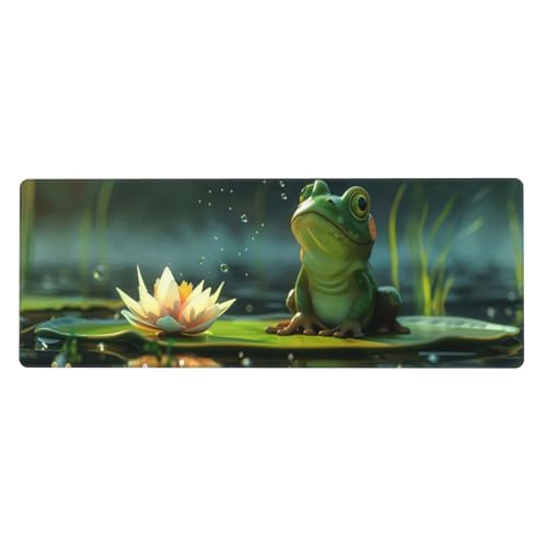 Frosch Mousepad XXL 800x400x3mm Groß Gaming Mauspad Lotus Mouse Pad mit Genähten Kanten,Wasserdicht Rutschfeste Gummibasis Verbessert Präzision und Geschwindigkei,Einfach Zu Reinigen Office PC Lapto von Xeoyenle