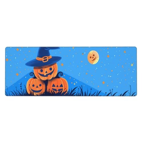 Halloween Mousepad XXL 1000x500x3mm Groß Gaming Mauspad pumpkin Mouse Pad mit Genähten Kanten,Wasserdicht Rutschfeste Gummibasis Verbessert Präzision und Geschwindigkei,Mauspad Groß Office PC Lapto von Xeoyenle