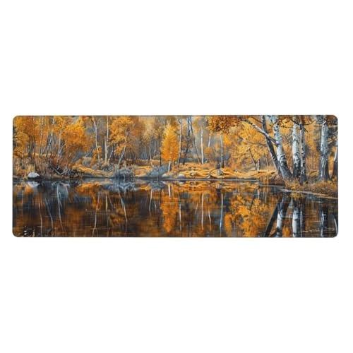 Herbst Mousepad XXL 700x300x3mm Groß Gaming Mauspad landscape Mouse Pad mit Genähten Kanten,Wasserdicht Rutschfeste Gummibasis Verbessert Präzision und Geschwindigkei,Mauspad Groß Office PC Lapto von Xeoyenle