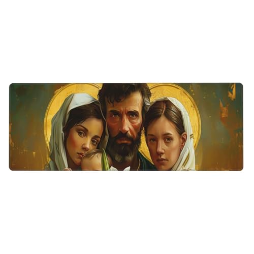 Jesus Mousepad XXL 800x400x3mm Groß Gaming Mauspad Saint Mouse Pad mit Genähten Kanten,Wasserdicht Rutschfeste Gummibasis Verbessert Präzision und Geschwindigkei,Einfach Zu Reinigen Office PC Lapto von Xeoyenle