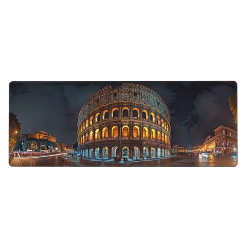 Kolosseum Mousepad XXL 800x400x3mm Groß Gaming Mauspad Rome Mouse Pad mit Genähten Kanten,Wasserdicht Rutschfeste Gummibasis Verbessert Präzision und Geschwindigkei,Einfach Zu Reinigen Office PC Lapto von Xeoyenle