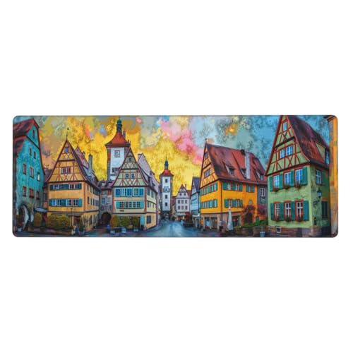 Mauspad XXL 800x400x3mm Farbe Gaming Mauspad Landscape, Verlängertes Schreibtischauflage Großes Mauspad Spezielle Oberfläche Wasserdicht und rutschfest Gummibasis Gaming Zubehör für Home Zimmer Deko von Xeoyenle