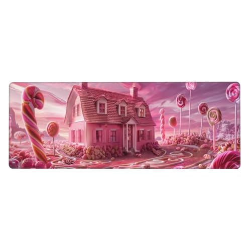 Mauspad XXL 800x400x3mm Süßigkeiten Gaming Mauspad pink, Verlängertes Schreibtischauflage Großes Mauspad Spezielle Oberfläche Wasserdicht und rutschfest Gummibasis Gaming Zubehör für Home Zimmer Deko von Xeoyenle