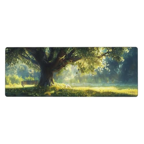 Mauspad XXL 900x400x3mm Baum Gaming Mauspad Landscape, Verlängertes Schreibtischauflage Großes Mauspad Spezielle Oberfläche Wasserdicht und rutschfest Gummibasis Gaming Zubehör für Home Zimmer Deko von Xeoyenle