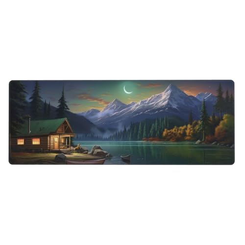 Mauspad XXL 900x400x3mm Herbst Gaming Mauspad Lake, Verlängertes Schreibtischauflage Großes Mauspad Wasserdicht und rutschfest Gummibasis Gaming Zubehör für Home Zimmer Deko von Xeoyenle