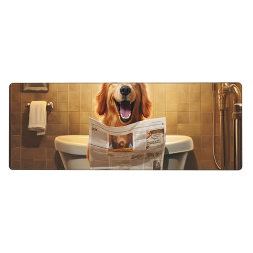 Mauspad XXL 900x400x3mm Hund Gaming Mauspad Bathroom, Verlängertes Schreibtischauflage Großes Mauspad Spezielle Oberfläche Wasserdicht und rutschfest Gummibasis Gaming Zubehör für Home Zimmer Deko von Xeoyenle