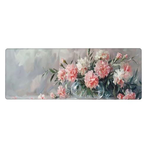 Nelke Mousepad XXL 1000x500x3mm Groß Gaming Mauspad flower Mouse Pad mit Genähten Kanten,Wasserdicht Rutschfeste Gummibasis Verbessert Präzision und Geschwindigkei,Einfach Zu Reinigen Office PC Lapto von Xeoyenle