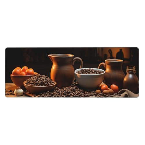 Obst Mousepad XXL 700x300x3mm Groß Gaming Mauspad coffee Mouse Pad mit Genähten Kanten,Wasserdicht Rutschfeste Gummibasis Verbessert Präzision und Geschwindigkei,Einfach Zu Reinigen Office PC Lapto von Xeoyenle