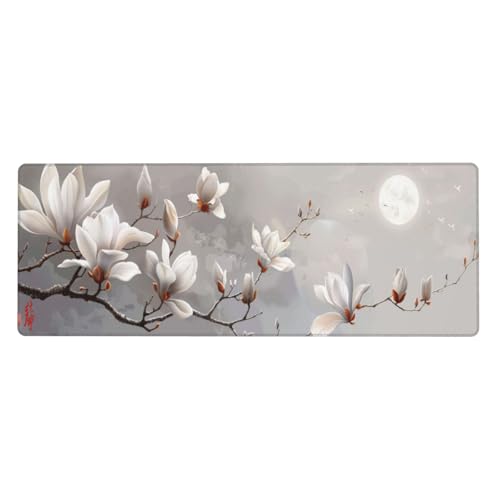 Orchidee Mousepad XXL 1000x500x3mm Groß Gaming Mauspad moon Mouse Pad mit Genähten Kanten,Wasserdicht Rutschfeste Gummibasis Verbessert Präzision und Geschwindigkei,Einfach Zu Reinigen Office PC Lapto von Xeoyenle