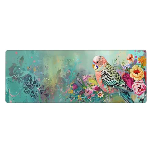 Papagei Mousepad XXL 800x400x3mm Groß Gaming Mauspad flower Mouse Pad mit Genähten Kanten,Wasserdicht Rutschfeste Gummibasis Verbessert Präzision und Geschwindigkei,Einfach Zu Reinigen Office PC Lapto von Xeoyenle