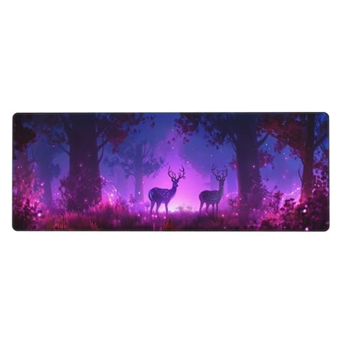 Reh Mousepad XXL 700x300x3mm Groß Gaming Mauspad Tree Mouse Pad mit Genähten Kanten,Wasserdicht Rutschfeste Gummibasis Verbessert Präzision und Geschwindigkei,Einfach Zu Reinigen,für Office PC Lapto von Xeoyenle