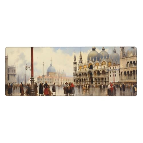 Straße Mousepad XXL 800x400x3mm Groß Gaming Mauspad church Mouse Pad mit Genähten Kanten,Wasserdicht Rutschfeste Gummibasis Verbessert Präzision und Geschwindigkei,Einfach Zu Reinigen Office PC Lapto von Xeoyenle