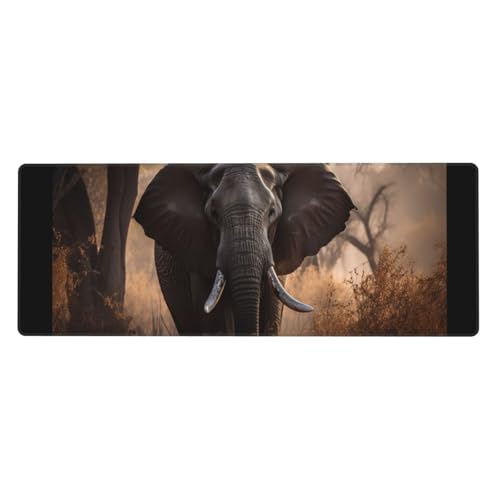 Xeoyenle Elefant Mousepad XXL 700x300x3mm Groß Gaming Mauspad Africa Mouse Pad mit Genähten Kanten, Wasserdicht rutschfeste Gummibasis Verbessert Präzision und Geschwindigkei, für Office PC Lapto von Xeoyenle