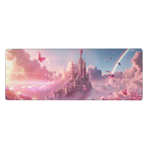 Xeoyenle Schloss Mousepad XXL 900x400x3mm Groß Gaming Mauspad Butterfly Mouse Pad mit Genähten Kanten, Wasserdicht rutschfeste Gummibasis Verbessert Präzision und Geschwindigkei, für Office PC Lapto von Xeoyenle