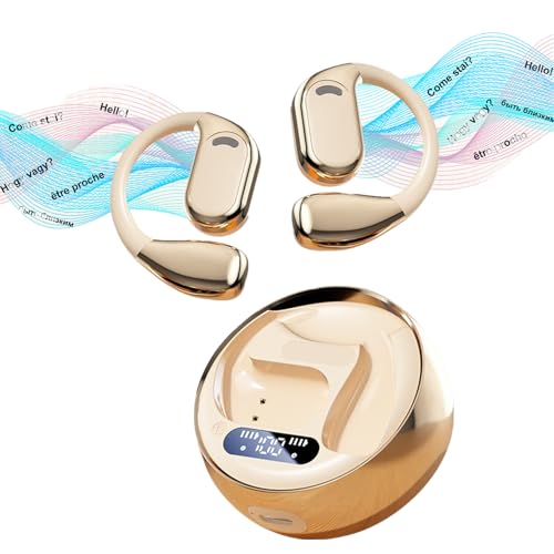 ÜBersetzer KopfhöRer, Kopfhörer Kabellos Bluetooth 144 SprachüBersetzer Mit Echtzeit, Open Ear Kopfhörer Bluetooth Type-C Ohrhörer Bluetooth Rauschreduzierung Von Bis Zu 30 DB (Beige,Übersetzung) von Xevinas