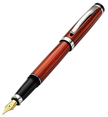 Xezo Incognito Fountain Pen, Medium Nib. Sunstone Orange Layered Lacquer with Pure Platinum Plating. Handcrafted, Limited Edition, Serialized von Xezo