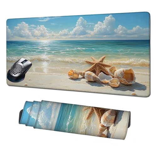 Gaming Mauspad XXL,800x400x3mm Mauspad Meer Mousepad Hülse Schreibtischunterlage mit rutschfeste Gummibasis,Vernähte Kanten Mouse Pad Verbessert Geschwindigkeit und Präzision,PC Zubehör Gaming X1-424 von Xhgtehng