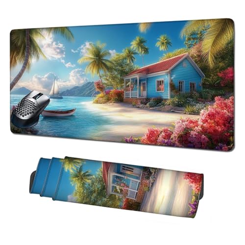 XXL Mauspad Blau Mousepad 1600x800mm,rutschfeste Schreibtischunterlage Kabine Gaming Mauspad,Mouse Pad mit Vernähten Kanten,Wasserdicht Mauspads für PC,Büro,Laptop,Computer,Geschenke für Frauen X1-17 von Xhgtehng