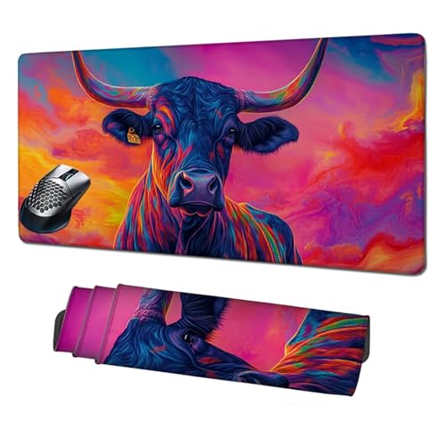 XXL Mauspad Bunt Mousepad 1600x800x3mm,rutschfeste Schreibtischunterlage Kuh Gaming Mauspad,Mouse Pad mit Vernähten Kanten,Wasserdicht Mauspads für PC,Büro,Laptop,Computer,Geschenke für Frauen X1-217 von Xhgtehng