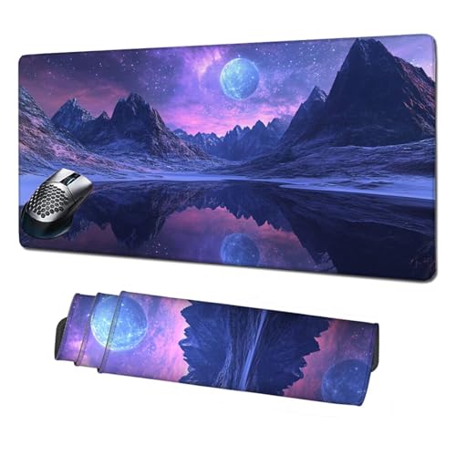 XXL Mauspad Sternenhimmel Mousepad 900x500x3mm,rutschfeste Schreibtischunterlage Mond Gaming Mauspad,Mouse Pad mit Vernähten Kanten,Wasserdicht Mauspads für PC,Büro,Laptop,Computer,Geschenke X1-183 von Xhgtehng