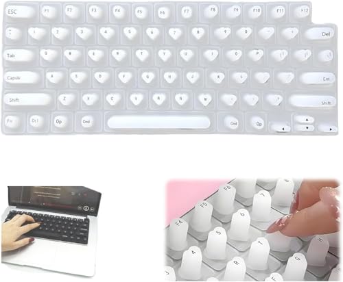 Tastaturfolie für Nagelkunst, Tastaturfolie in voller Größe, Silikon, erhöhte Tastatur-Schutzhülle, Nagelkunst-Tastaturfolie, Tastaturabdeckung für lange Nägel, Tippen und Spielen (weiß, Herzform) von XiChiu