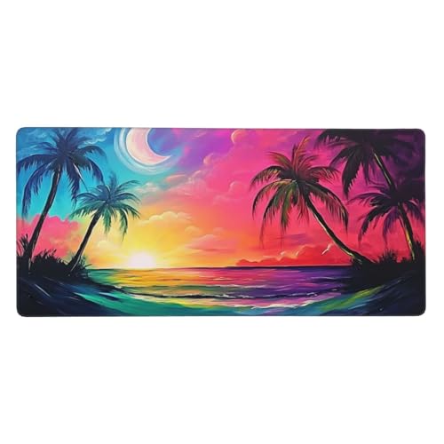 Abstrakt Mauspad Sonnenuntergang Gaming Mousepad mit Vernähte Kanten 1000x500x3mm XXL Mauspad Große Schreibtisch Matte,rutschfeste Gummibasis Mouse Pad Großer Erweiterter Mauspad Für Home Office-C82 von Xiaboor