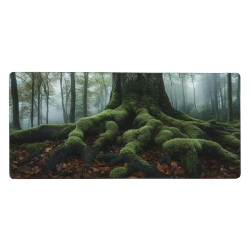 Baum Mauspad Landschaft Gaming Mousepad mit Vernähte Kanten 1000x500x3mm XXL Mauspad Große Schreibtisch Matte,rutschfeste Gummibasis Mouse Pad Großer Erweiterter Schutz Matte Für Home Office-C1114 von Xiaboor