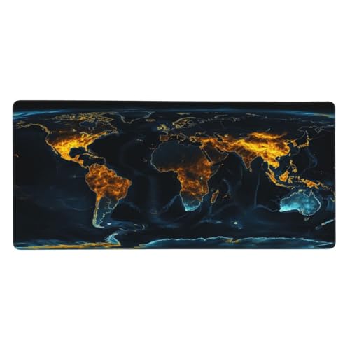 Blau Mauspad Karte Gaming Mousepad mit Vernähte Kanten 1000x500x3mm XXL Mauspad Große Schreibtisch Matte,rutschfeste Gummibasis Mouse Pad Großer Erweiterter Schreibtisch Schutz Für Home Office-C664 von Xiaboor