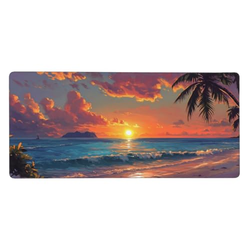 Gaming Mauspad Abstrakt, 47.2x23.6 inch XL Verlängertes Großes Mousepad Sonnenuntergang Schreibtischauflage Langlebige Anti-Fray-Kanten Mauspad Wasserdicht Rutschfester Gummibasis, Gaming-Mauspad-C83 von Xiaboor