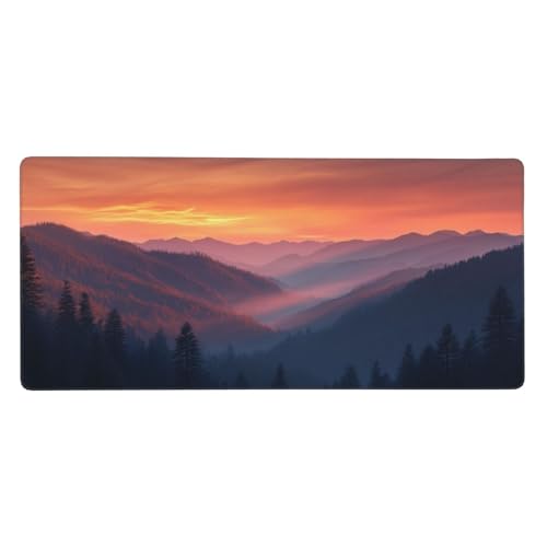 Gaming Mauspad Berg, 23.6x11.8 inch XL Verlängertes Großes Mousepad Sonnenuntergang Schreibtischauflage Langlebige Anti-Fray-Kanten Mauspad mit Wasserdicht Rutschfester Gummibasis,Gaming-Mauspad-C1136 von Xiaboor