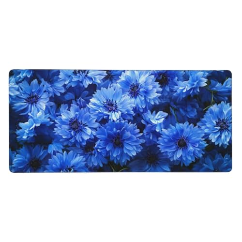 Gaming Mauspad Blau, 23.6x11.8 inch XL Verlängertes Großes Mousepad Blumen Schreibtischauflage Langlebige Anti-Fray-Kanten Mauspad mit Wasserdicht und Rutschfester Gummibasis, Gaming-Mauspad-C642 von Xiaboor