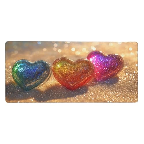 Gaming Mauspad Bunt, 23.6x11.8 inch XL Verlängertes Großes Mousepad Liebe Schreibtischauflage Langlebige Anti-Fray-Kanten Mauspad mit Wasserdicht und Rutschfester Gummibasis, Gaming-Mauspad-C24 von Xiaboor