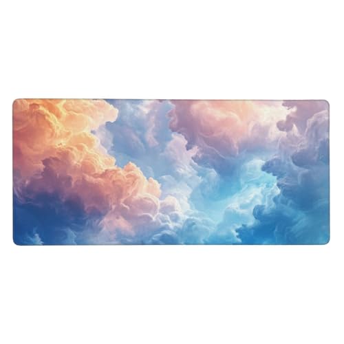 Gaming Mauspad Bunt, 23.6x11.8 inch XL Verlängertes Großes Mousepad Wolke Schreibtischauflage Langlebige Anti-Fray-Kanten Mauspad mit Wasserdicht und Rutschfester Gummibasis, Gaming-Mauspad-C986 von Xiaboor