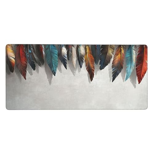 Gaming Mauspad Farbe, 47.2x23.6 inch XL Verlängertes Großes Mousepad Feder Schreibtischauflage Langlebige Anti-Fray-Kanten Mauspad mit Wasserdicht und Rutschfester Gummibasis, Gaming-Mauspad-C134 von Xiaboor