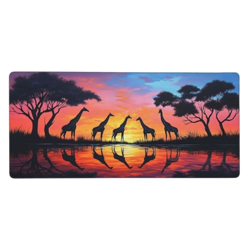 Gaming Mauspad Giraffe, 23.6x11.8 inch XL Verlängertes Großes Mousepad Landschaft Schreibtischauflage Langlebige Anti-Fray-Kanten Mauspad mit Wasserdicht Rutschfester Gummibasis, Gaming-Mauspad-C1035 von Xiaboor