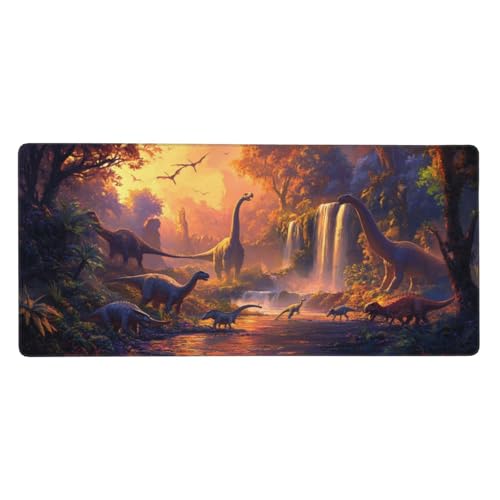 Gaming Mauspad Landschaft, 47.2x23.6 inch XL Verlängertes Großes Mousepad Dinosaurier Schreibtischauflage Langlebige Anti-Fray-Kanten Mauspad Wasserdicht Rutschfester Gummibasis, Gaming-Mauspad-C923 von Xiaboor