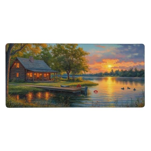 Gaming Mauspad Landschaft, 47.2x23.6 inch XL Verlängertes Großes Mousepad Pier Schreibtischauflage Langlebige Anti-Fray-Kanten Mauspad mit Wasserdicht und Rutschfester Gummibasis, Gaming-Mauspad-C915 von Xiaboor