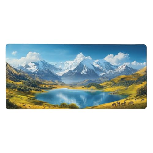 Gaming Mauspad Landschaft, 47.2x23.6 inch XL Verlängertes Großes Mousepad Tier Schreibtischauflage Langlebige Anti-Fray-Kanten Mauspad mit Wasserdicht und Rutschfester Gummibasis, Gaming-Mauspad-C740 von Xiaboor