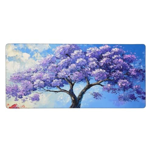 Gaming Mauspad Lila, 47.2x23.6 inch XL Verlängertes Großes Mousepad Baum Schreibtischauflage Langlebige Anti-Fray-Kanten Mauspad mit Wasserdicht und Rutschfester Gummibasis, Gaming-Mauspad-C1003 von Xiaboor