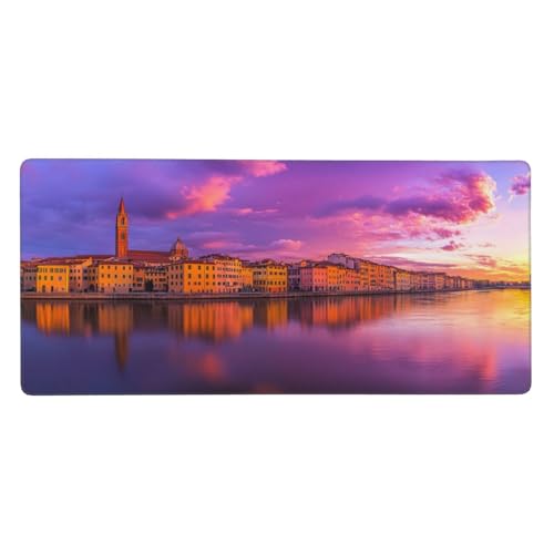 Gaming Mauspad Ozean, 23.6x11.8 inch XL Verlängertes Großes Mousepad Stadt Schreibtischauflage Langlebige Anti-Fray-Kanten Mauspad mit Wasserdicht und Rutschfester Gummibasis, Gaming-Mauspad-C833 von Xiaboor