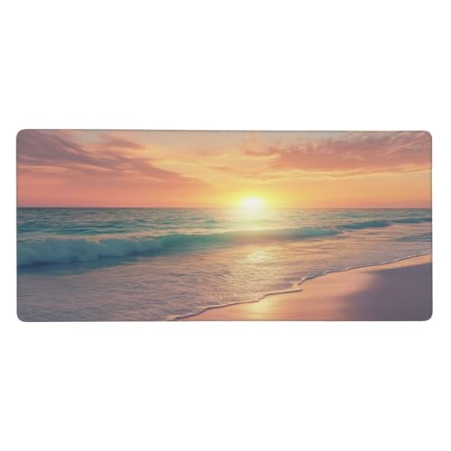 Gaming Mauspad Ozean, 47.2x23.6 inch XL Verlängertes Großes Mousepad Sonnenuntergang Schreibtischauflage Langlebige Anti-Fray-Kanten Mauspad mit Wasserdicht Rutschfester Gummibasis,Gaming-Mauspad-C815 von Xiaboor