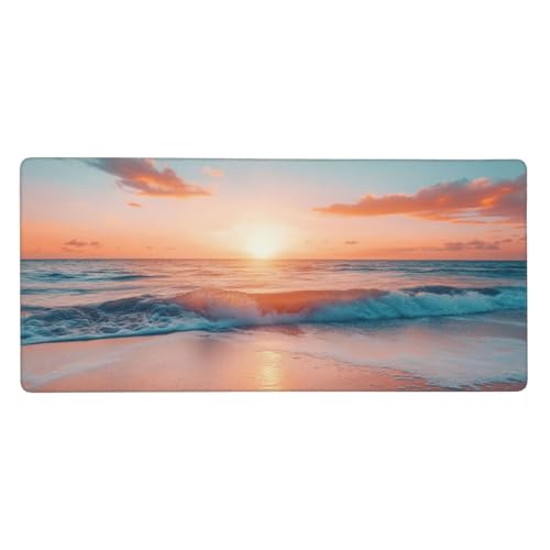 Gaming Mauspad Ozean, 47.2x23.6 inch XL Verlängertes Großes Mousepad Sonnenuntergang Schreibtischauflage Langlebige Anti-Fray-Kanten Mauspad mit Wasserdicht Rutschfester Gummibasis,Gaming-Mauspad-C818 von Xiaboor