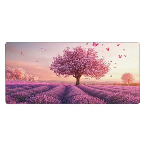 Gaming Mauspad Rosa, 23.6x11.8 inch XL Verlängertes Großes Mousepad Baum Schreibtischauflage Langlebige Anti-Fray-Kanten Mauspad mit Wasserdicht und Rutschfester Gummibasis, Gaming-Mauspad-C962 von Xiaboor