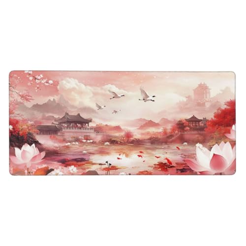 Gaming Mauspad Rosa, 23.6x11.8 inch XL Verlängertes Großes Mousepad Landschaft Schreibtischauflage Langlebige Anti-Fray-Kanten Mauspad mit Wasserdicht und Rutschfester Gummibasis, Gaming-Mauspad-C982 von Xiaboor