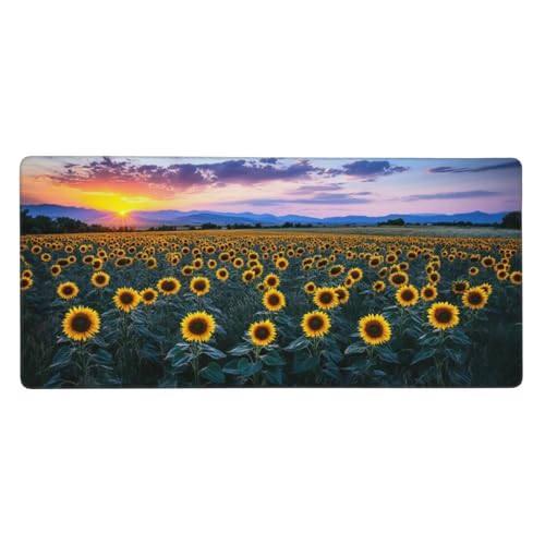 Gaming Mauspad Sonnenblume, 23.6x11.8 inch XL Verlängertes Großes Mousepad Sonnenuntergang Schreibtischauflage Anti-Fray-Kanten Mauspad mit Wasserdicht Rutschfester Gummibasis,Gaming-Mauspad-C1072 von Xiaboor