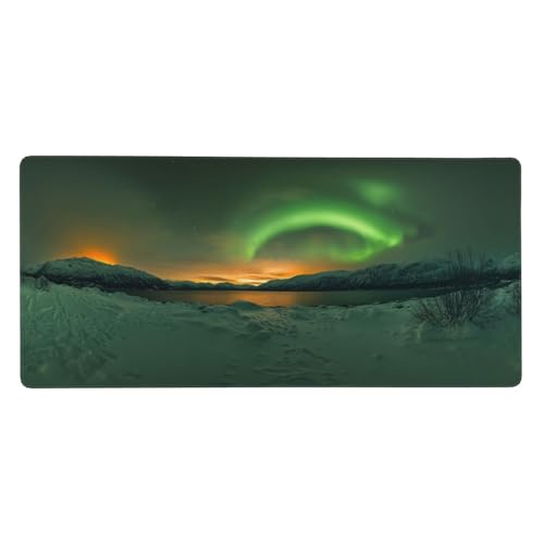 Gaming Mauspad Winter, 23.6x11.8 inch XL Verlängertes Großes Mousepad Aurora Schreibtischauflage Langlebige Anti-Fray-Kanten Mauspad mit Wasserdicht und Rutschfester Gummibasis, Gaming-Mauspad-C43 von Xiaboor