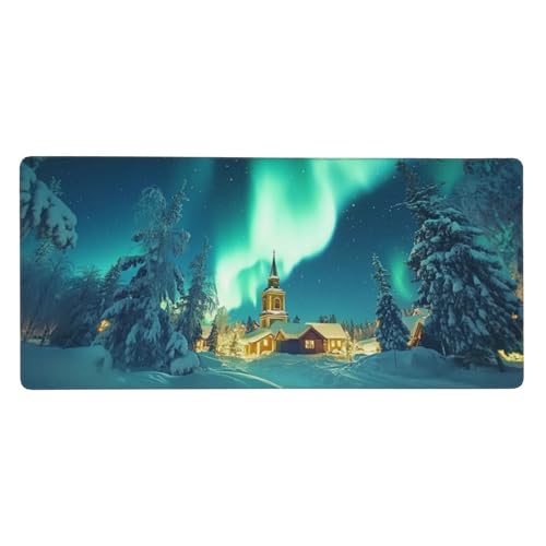 Gaming Mauspad Winter, 23.6x11.8 inch XL Verlängertes Großes Mousepad Sternenhimmel Schreibtischauflage Langlebige Anti-Fray-Kanten Mauspad mit Wasserdicht Rutschfester Gummibasis, Gaming-Mauspad-C28 von Xiaboor